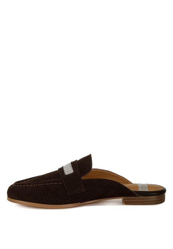 Belorose Rhinestone Strap Suede Mules - Shop Style & More | Fresh Looks, Everyday Deals & Free Shipping