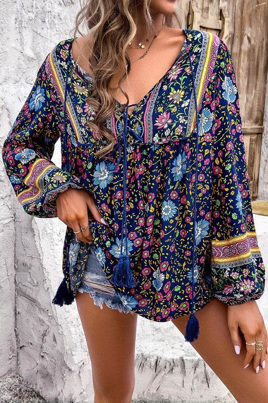 All Over Floral Print Cross Deep V Boho Top - Shop Style & More | Fresh Looks, Everyday Deals & Free Shipping