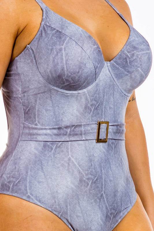 One Piece Buckle Belt embellish Denim Swimsuit - Shop Style & More | Fresh Looks, Everyday Deals & Free Shipping
