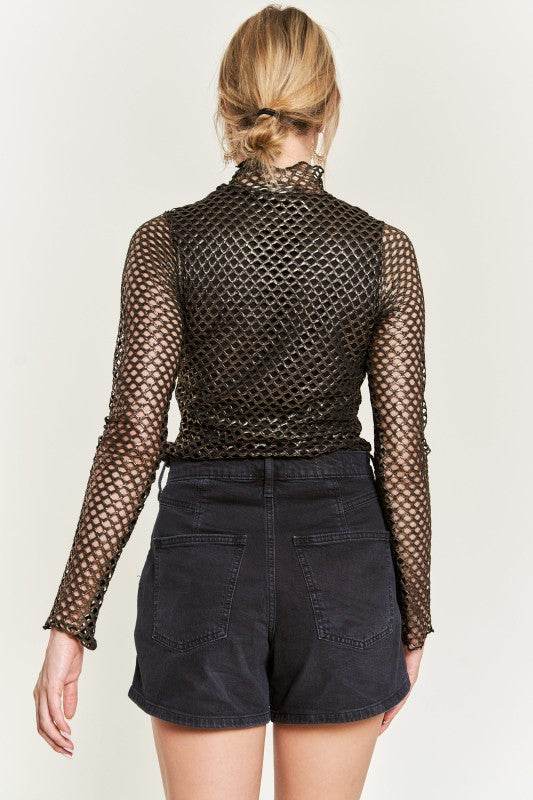 Mock neck Metallic long sleeve Top - Shop Style & More | Fresh Looks, Everyday Deals & Free Shipping