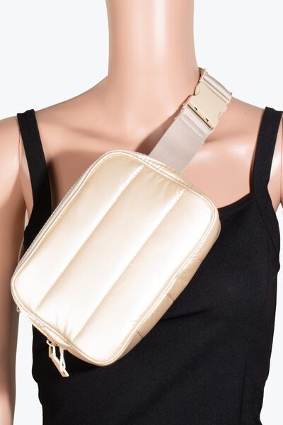 Fame Quilted Nylon Crossbody Bag Cream One Size Bags