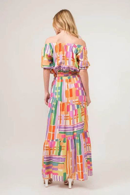 And The Why Asymmetric Geo Printed Tiered Maxi Skirt - Shop Style & More | Fresh Looks, Everyday Deals & Free Shipping