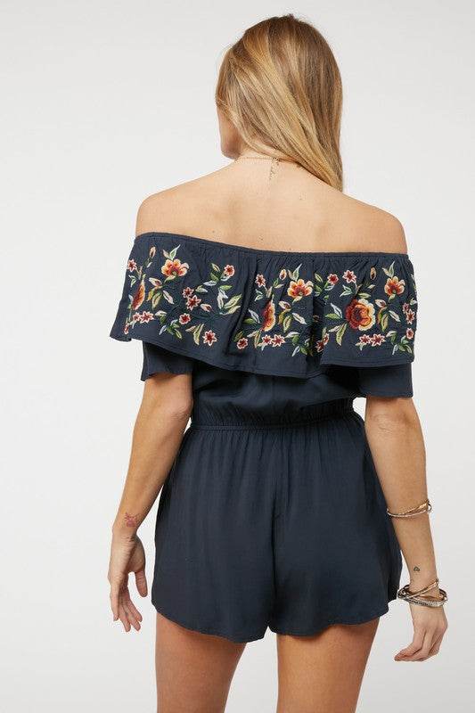 Floral Embroidered Off Shoulder Romper - Shop Style & More | Fresh Looks, Everyday Deals & Free Shipping