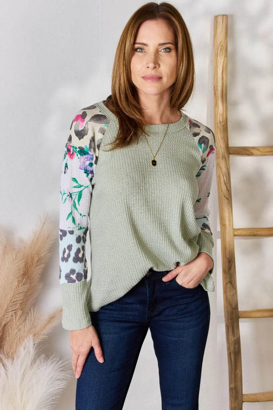 Hailey & Co Full Size Printed Round Neck Blouse - Shop Style & More | Fresh Looks, Everyday Deals & Free Shipping