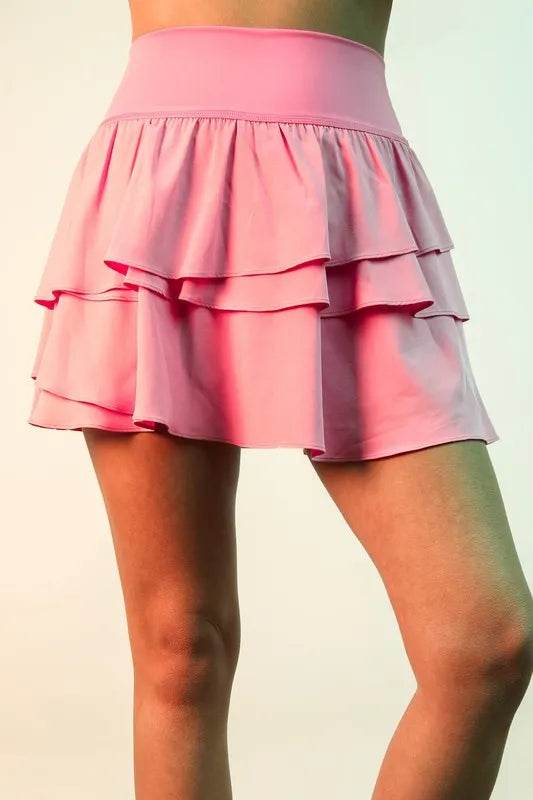 VERY J Riffled Tiered Layers Activewear Skirt with Shorts - Shop Style & More | Fresh Looks, Everyday Deals & Free Shipping