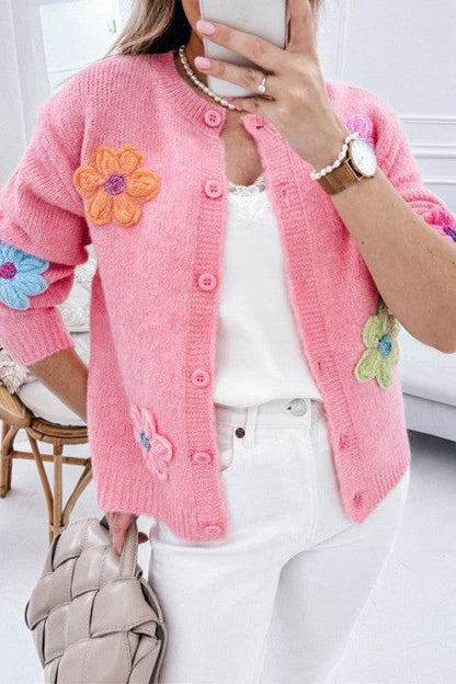 Knitted Floral Pattern Button Up Cardigan - Shop Style & More | Fresh Looks, Everyday Deals & Free Shipping