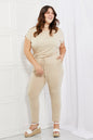 Culture Code Comfy Days Full Size Boat Neck Jumpsuit Beige Women's Jumpsuits