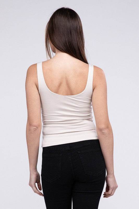 Premium Rayon Double Layered V-Neck Tank Top - Shop Style & More | Fresh Looks, Everyday Deals & Free Shipping