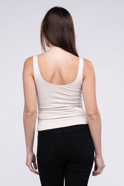 Premium Rayon Double Layered V-Neck Tank Top - Shop Style & More | Fresh Looks, Everyday Deals & Free Shipping