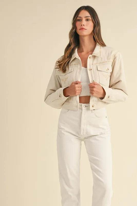 MABLE Embroidered Quilted Cropped Jacket - Shop Style & More | Fresh Looks, Everyday Deals & Free Shipping