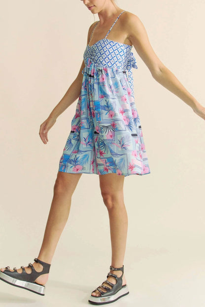 Davi & Dani Tropical Floral Geo Print Tie Back Tube Top Romper - Shop Style & More | Fresh Looks, Everyday Deals & Free Shipping