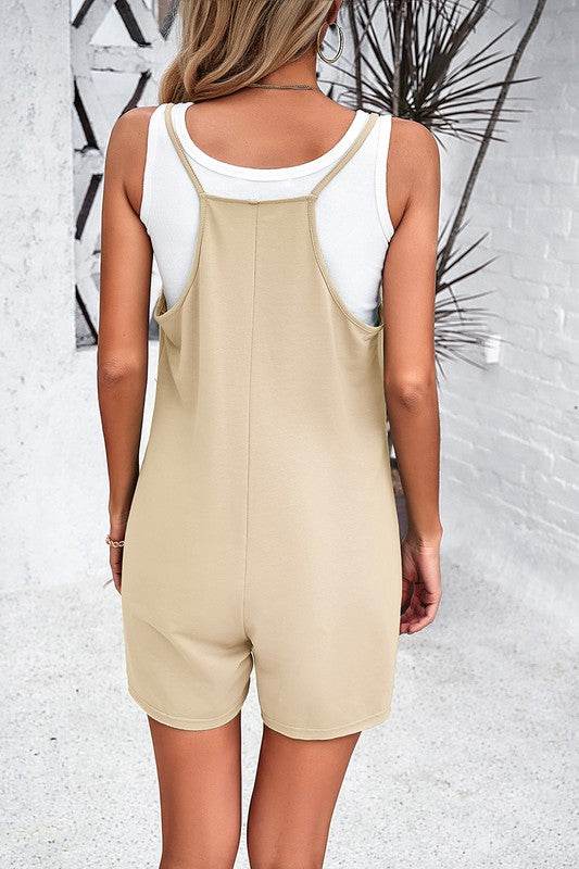 Scoop Neck Spaghetti Straps Loose Fit Solid Romper - Shop Style & More | Fresh Looks, Everyday Deals & Free Shipping