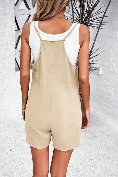 Scoop Neck Spaghetti Straps Loose Fit Solid Romper - Shop Style & More | Fresh Looks, Everyday Deals & Free Shipping