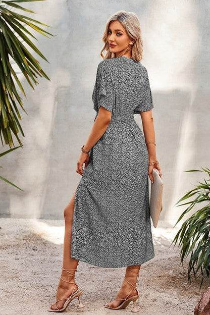 V Neck Speckled Side Split Fit Maxi Dress - Shop Style & More | Fresh Looks, Everyday Deals & Free Shipping