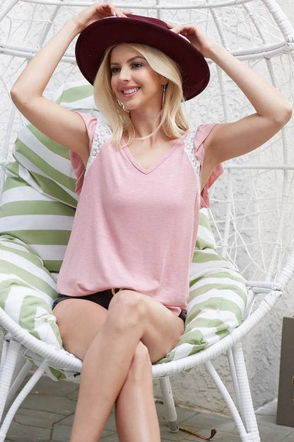 BiBi Viscose Rayon Slub Knit With Lace Yoke - Shop Style & More | Fresh Looks, Everyday Deals & Free Shipping