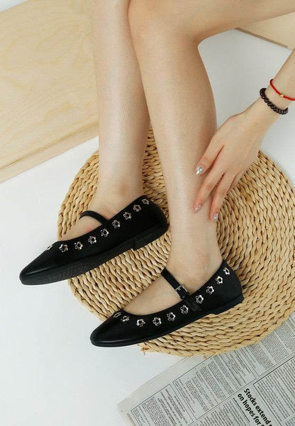 Tanzer Floral Eyelet Strapped Ballerinas - Shop Style & More | Fresh Looks, Everyday Deals & Free Shipping