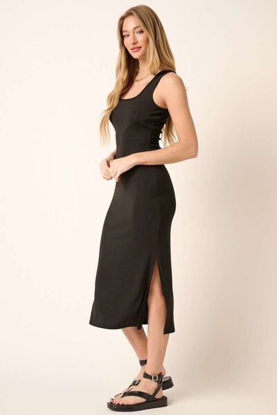 Mittoshop Side Slit Wide Strap Midi Tank Dress Casual Dresses