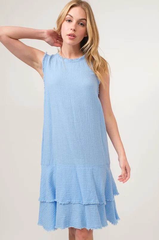 And The Why Washed Fringe Detail Tiered Dress - Shop Style & More | Fresh Looks, Everyday Deals & Free Shipping