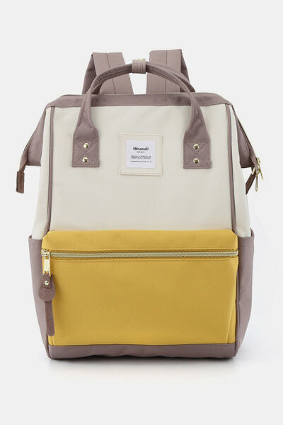 Himawari Waterproof Canvas Backpack Bag with Side Pockets White Lemon Taupe One Size Bags