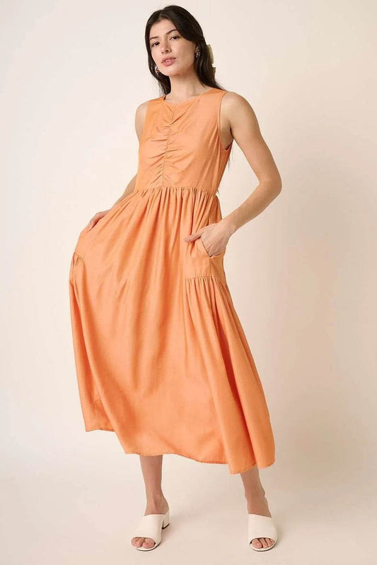 Mittoshop Ruched Detail Sleeveless Midi Dress - Shop Style & More | Fresh Looks, Everyday Deals & Free Shipping
