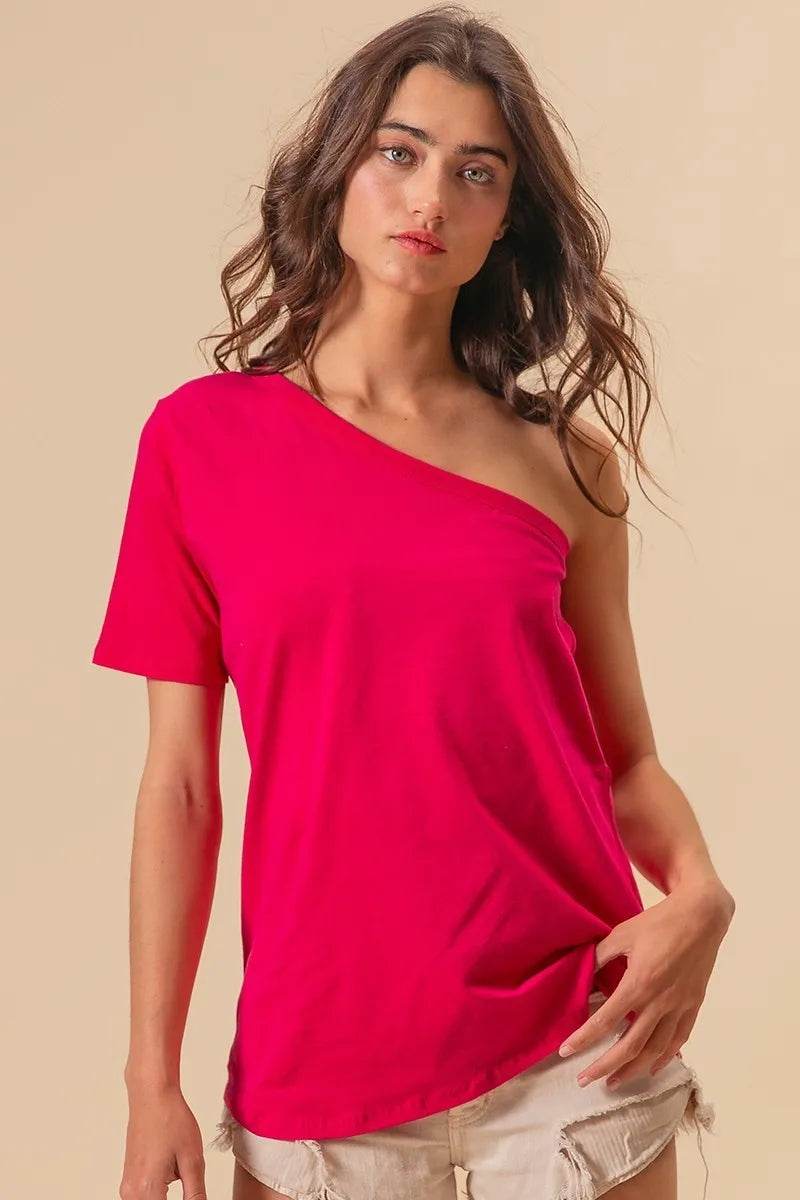 BiBi Cotton Span Knit One Shoulder Top - Shop Style & More | Fresh Looks, Everyday Deals & Free Shipping