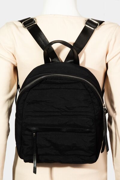 Fame Adjustable Strap Nylon Backpack Bag Black One Size Bags