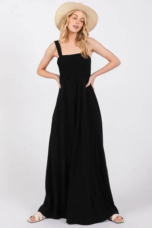 SAGE+FIG Smocked Flowy Wide Leg Jumpsuit - Shop Style & More | Fresh Looks, Everyday Deals & Free Shipping
