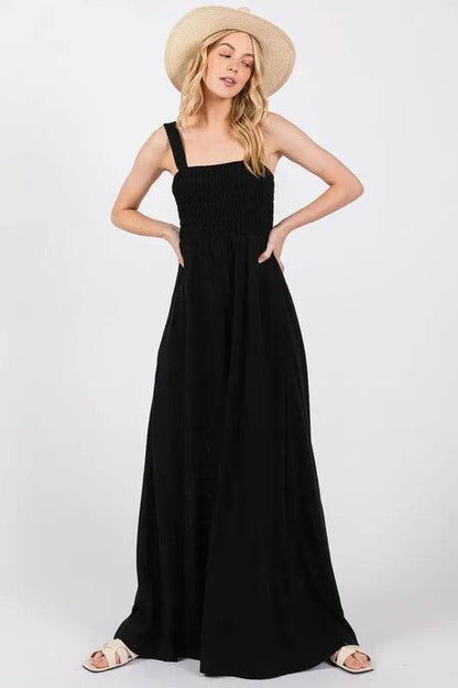 SAGE+FIG Smocked Flowy Wide Leg Jumpsuit - Shop Style & More | Fresh Looks, Everyday Deals & Free Shipping