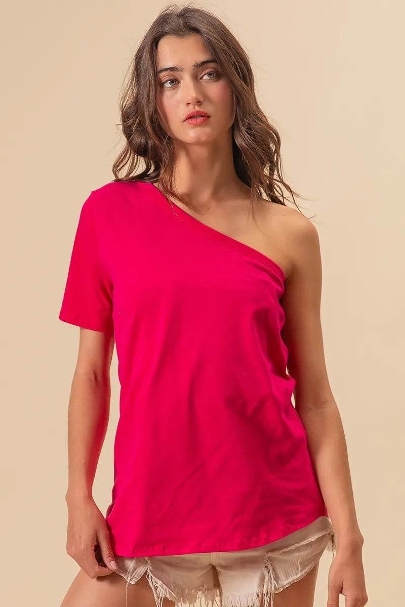 BiBi Cotton Span Knit One Shoulder Top - Shop Style & More | Fresh Looks, Everyday Deals & Free Shipping