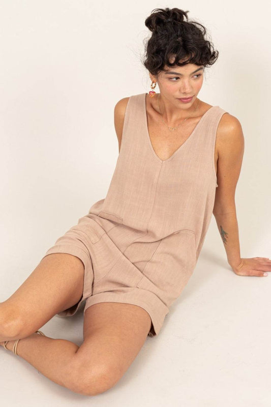HYFVE V-Neck Sleeveless Romper with Pockets - Shop Style & More | Fresh Looks, Everyday Deals & Free Shipping