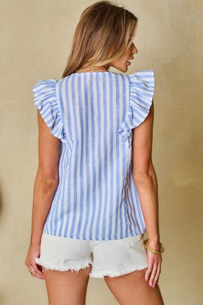 Ariya Stripe Geo Pattern Embroidered Tassel Flutte - Shop Style & More | Fresh Looks, Everyday Deals & Free Shipping