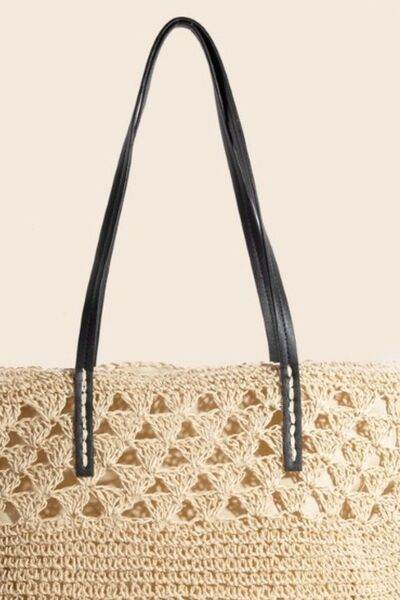 Fame Faux Leather Handle Knitted Tote Bag - Shop Style & More | Fresh Looks, Everyday Deals & Free Shipping