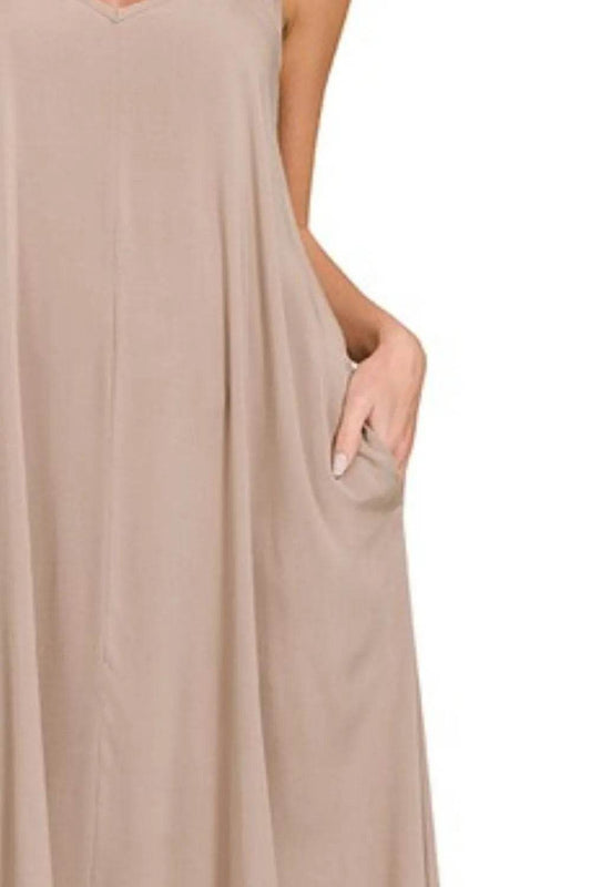 Zenana Woven Arc Hem Cami Dress With Flowy Pockets - Shop Style & More | Fresh Looks, Everyday Deals & Free Shipping