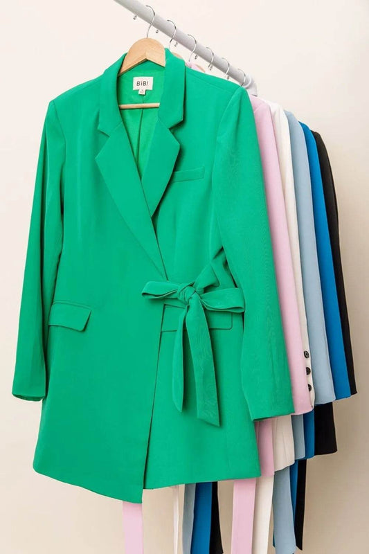 BiBi Wrap Tie Detailed Long Blazer - Shop Style & More | Fresh Looks, Everyday Deals & Free Shipping
