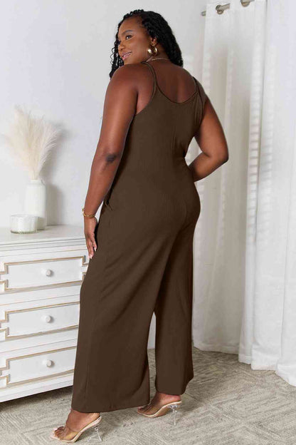 Basic Bae Spaghetti Strap Jumpsuit - Full Size V-Neck Design Jumpsuits