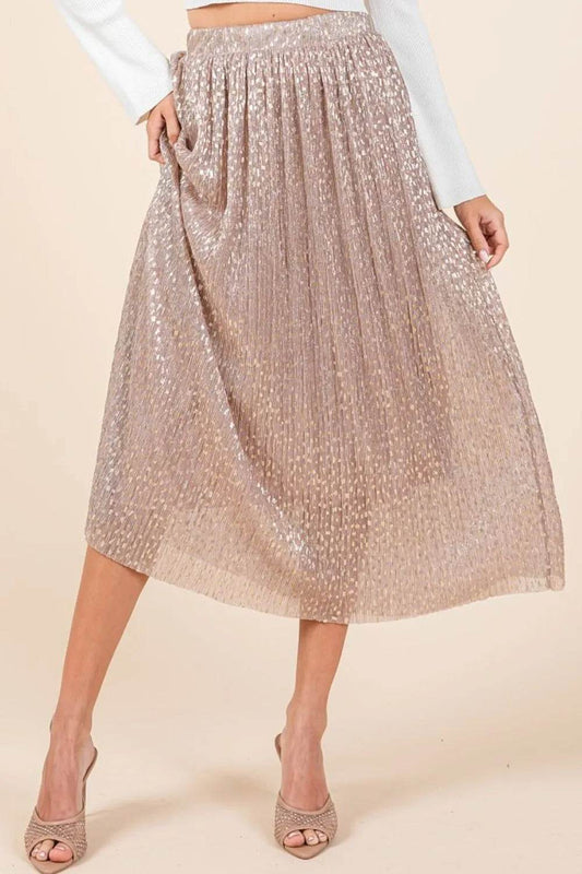 Mittoshop Metallic Glitter Speckle Print Elastic Midi Skirt - Shop Style & More | Fresh Looks, Everyday Deals & Free Shipping