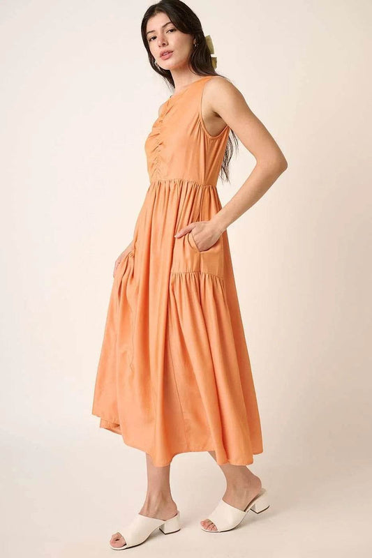 Mittoshop Ruched Detail Sleeveless Midi Dress - Shop Style & More | Fresh Looks, Everyday Deals & Free Shipping