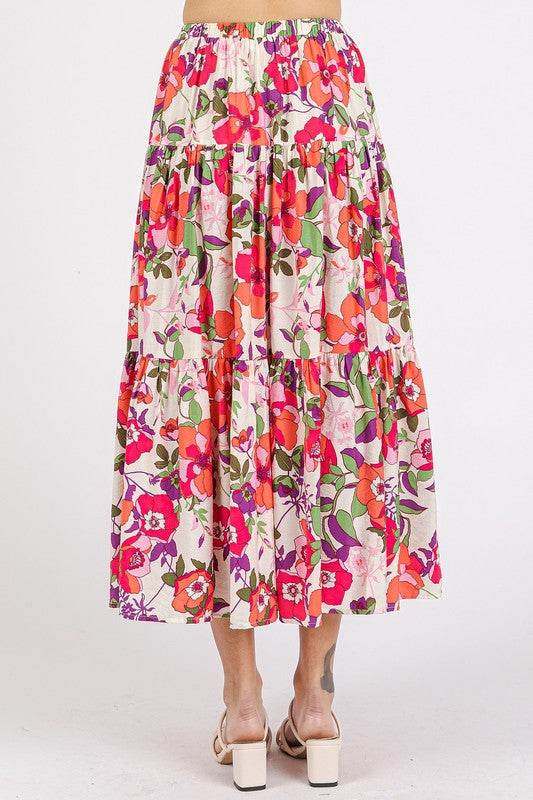 Mittoshop Flower Print Elastic Waist Tiered Skirt - Shop Style & More | Fresh Looks, Everyday Deals & Free Shipping