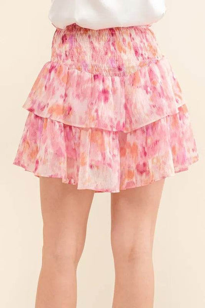 And The Why Printed Lurex Smocked Waist Tiered Skort - Shop Style & More | Fresh Looks, Everyday Deals & Free Shipping