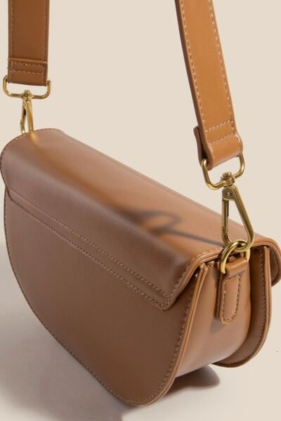 Fame Buckle Closure Crescent Faux Leather Crossbody Bag Bags