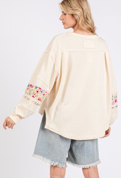 SAGE + FIG Daisy Patch Applique Long Sleeve Sweatshirt Hoodies & Sweaters