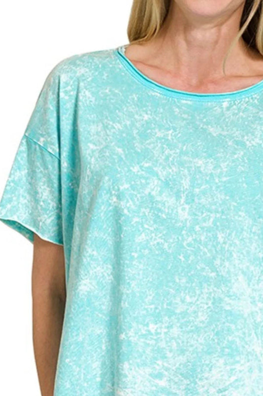 Zenana Washed Crew Neck Short Sleeve Crop Box Tee - Shop Style & More | Fresh Looks, Everyday Deals & Free Shipping