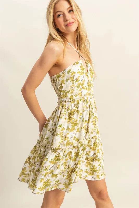 HYFVE Floral Print Halter Neck Tiered Mini Dress - Shop Style & More | Fresh Looks, Everyday Deals & Free Shipping