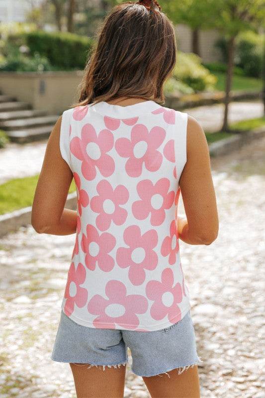 Andi Flower Knitted V Neck Tank Top - Shop Style & More | Fresh Looks, Everyday Deals & Free Shipping