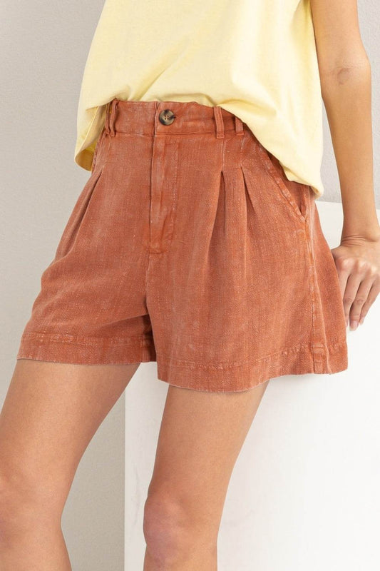 HYFVE High Waist Pleated Linen Shorts - Shop Style & More | Fresh Looks, Everyday Deals & Free Shipping