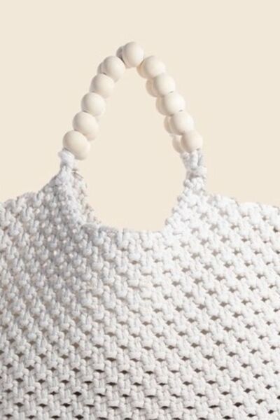 Fame Wooden Beaded Handle Braided Tote Bag Bags