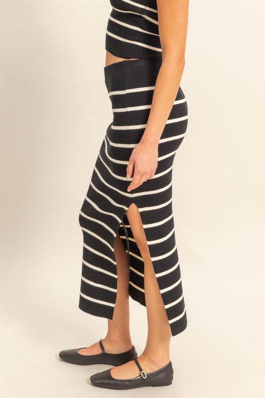 HYFVE Side Slit Striped Bodycon Sweater Skirt - Shop Style & More | Fresh Looks, Everyday Deals & Free Shipping