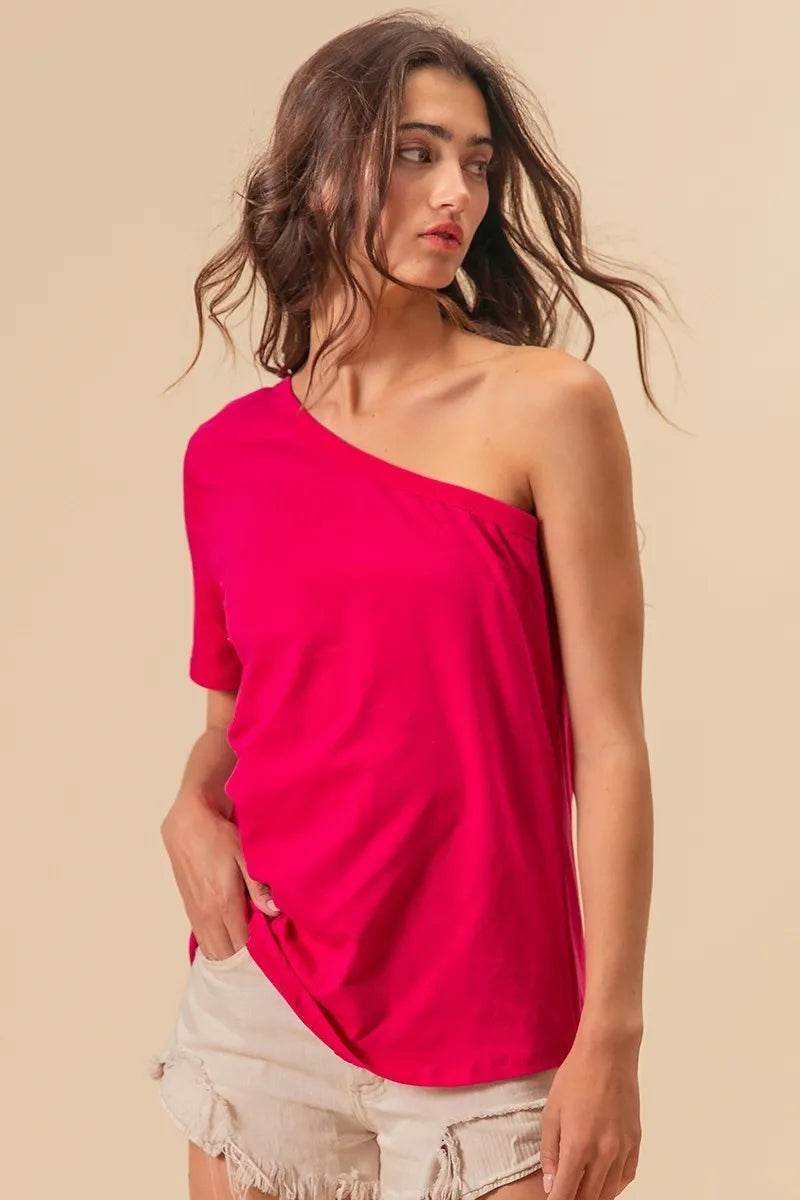 BiBi Cotton Span Knit One Shoulder Top - Shop Style & More | Fresh Looks, Everyday Deals & Free Shipping