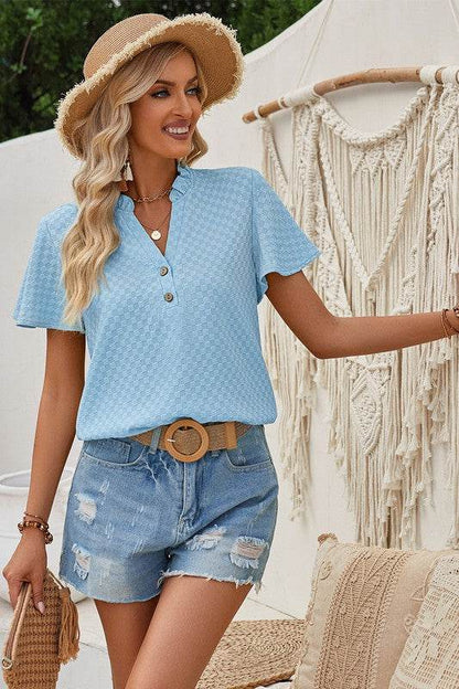 V Neck Loose Fit Solid Button Plaid Shirt - Shop Style & More | Fresh Looks, Everyday Deals & Free Shipping