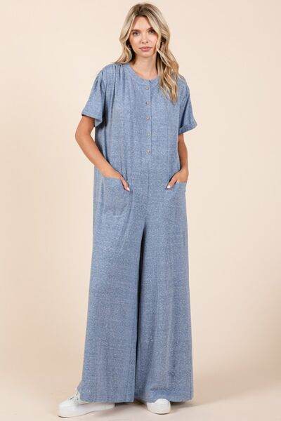 Mittoshop Button Detail Wide Leg Jumpsuit for Women - Shop Style & More | Fresh Looks, Everyday Deals & Free Shipping